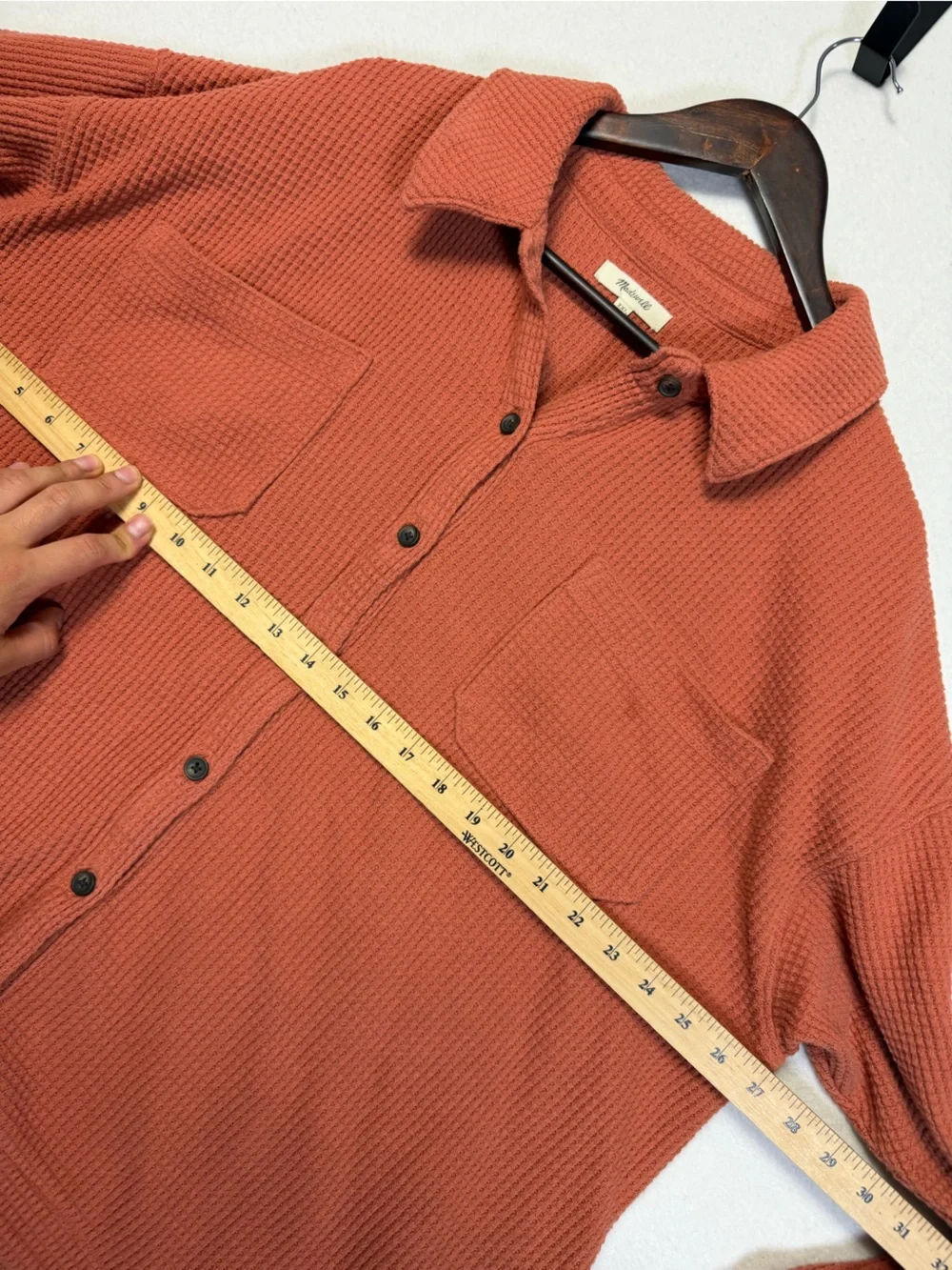 Madewell Shirt Jacket Women’s 2XL Orange Waffle Knit Shacket Textured